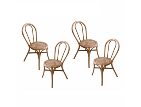 Conjunto de 4 Cadeira de Calafrinho de Jardim Parma 40X52X90 Cm Cadeiras Fabricadas em Ratán Natural Cor Marrom Boho Chic CHILLVERT