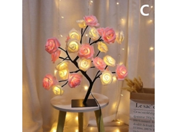 Lâmpada De Mesa Led Árvore De Rosas Luzes Noturnas Usb Decoração De Casa Rosa C