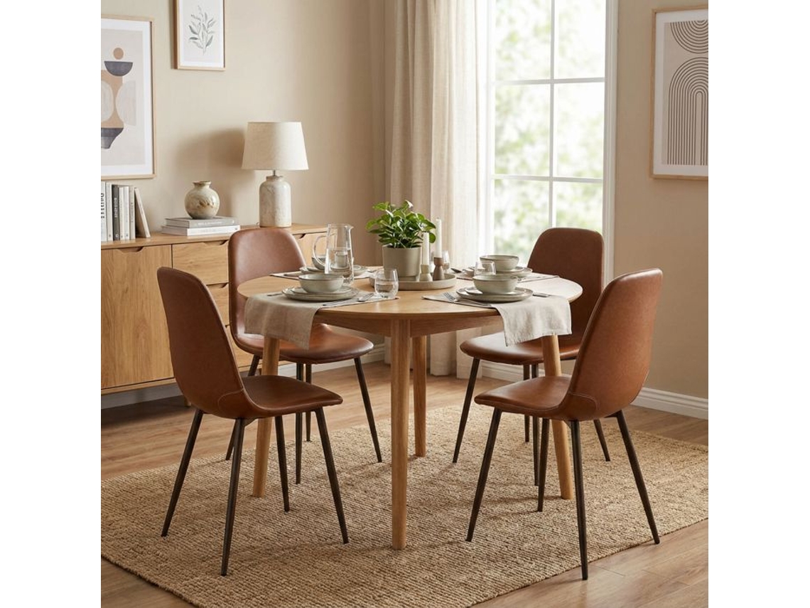 Conjunto de 4 Cadeiras de Jantar Estilo Industrial PU MEUBLES COSY