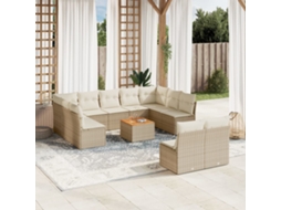 Vidaxl 12 Pcs Conjunto de Sofás P/ Jardim com Almofadões Vime Pe Bege