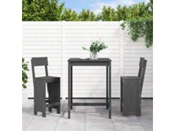 Vidaxl 3 Pcs Conjunto De Bar Para Jardim Pinho Maciço Cinzento