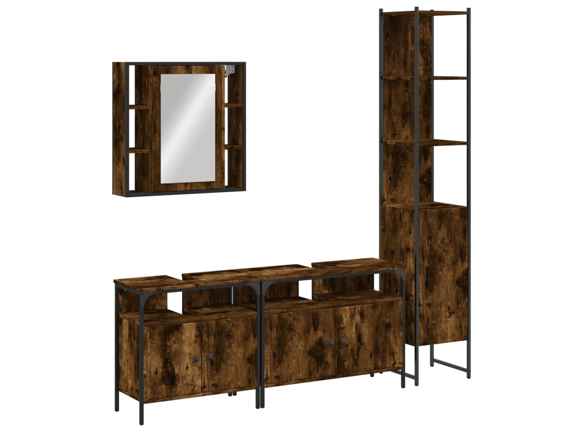 Bathroom Cabinet Set, Bathroom Cabinet Sets Vidaxl Marrom Madeira Processada (n/a)