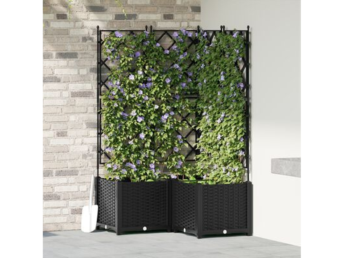 Jardineira Com Treliça 3 Pcs Preto 80x80x143 Cm Wsd715336 Lovely Home