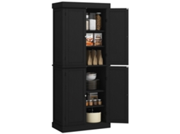 Armário Cozinha 6 Prateleiras Ajustáveis S/MARCA (4 Portas, Preto, 76x40,5x184cm)