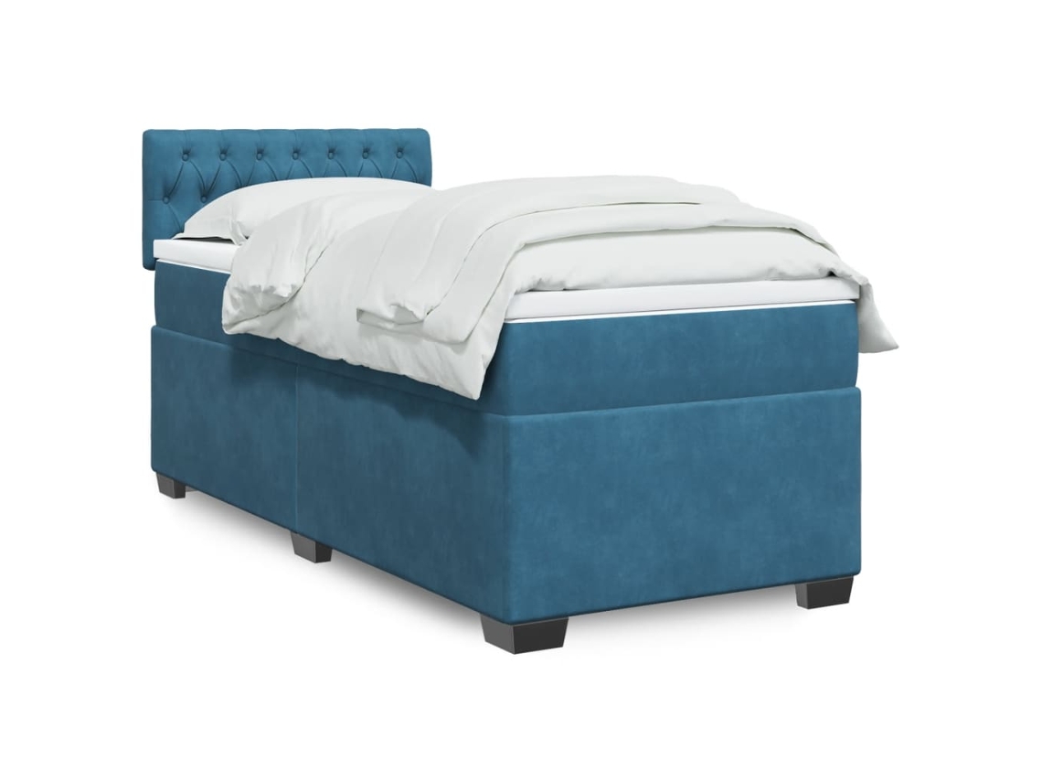 Cama Boxspring Com Colchão 90x200 Cm Veludo Azul