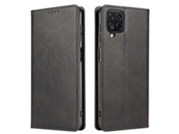 Capa Carteira Flip Em Couro Sintético Com Suporte, Textura De Bezerro E Fecho Magnético Para Samsung Galaxy A12.