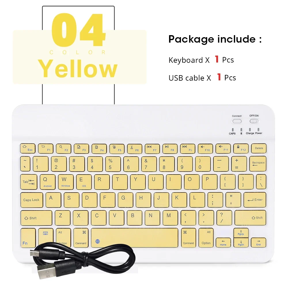 Teclado Sem Fio de 10 Polegadas para Pc, Ios e Android (japonês e Inglês) MDUG (amarelo)