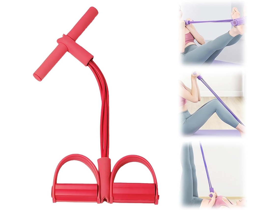 Elásticos De Fitness | 4-tubos Com Sistema Tração Por Pedal Corda Alças Integradas Para Abdômen