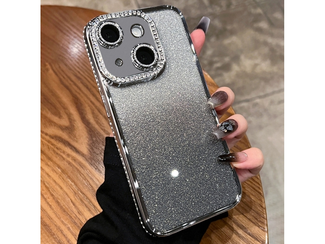 Capa De Tpu Para Iphone 14 Plus - Glitter Degradê De Diamante
