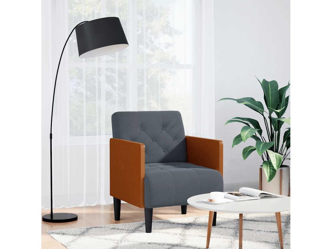 Vidaxl Poltrona Com Apoio De Braços 55 Cm Veludo Cinzento-escuro