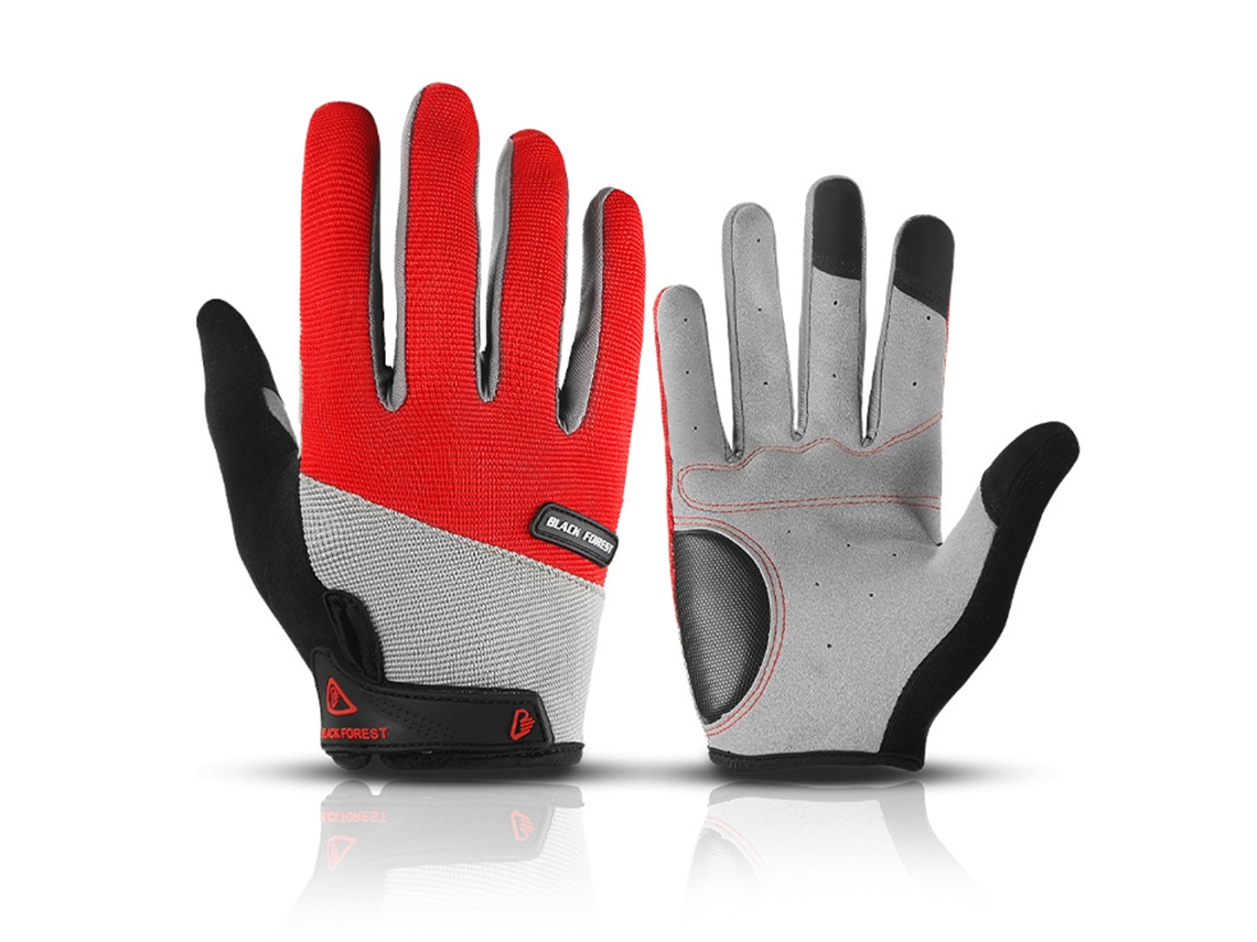 Luvas Para Bicicleta De Montanha Para Homem E Mulher, Com Proteção De Articulações E Palmilha Sbr, Tela Touch, Motocross (vermelho Preto)