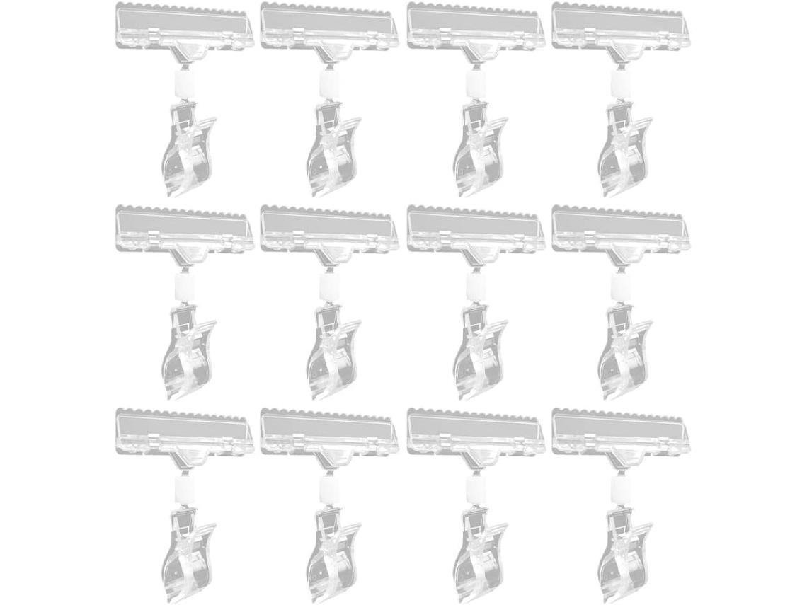 Suporte giratório de plástico branco para placas de sinalização varejo, com 12 clipes, design de estrutura dupla para