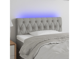 Cabecero con luces LED, tela, 90x7x78/88 cm, gris claro