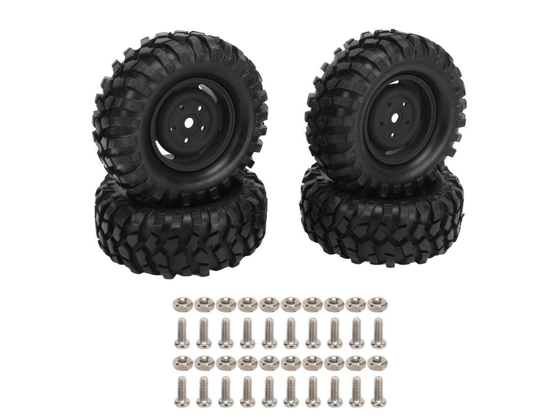 Mali 4 Pneus de Borracha para Carro Rc Off Road Veículo de Escalada Diâmetro 96mm Substituição Preto