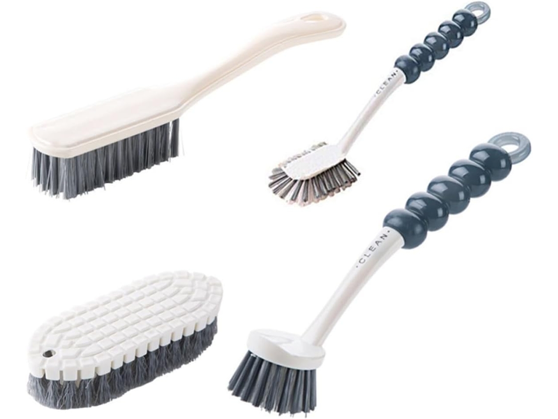 Conjunto De 4 Escovas Plástico Para Limpeza Doméstica E Cozinha, Multifuncionais E Fáceis De Segurar, Ideais Para Pias E
