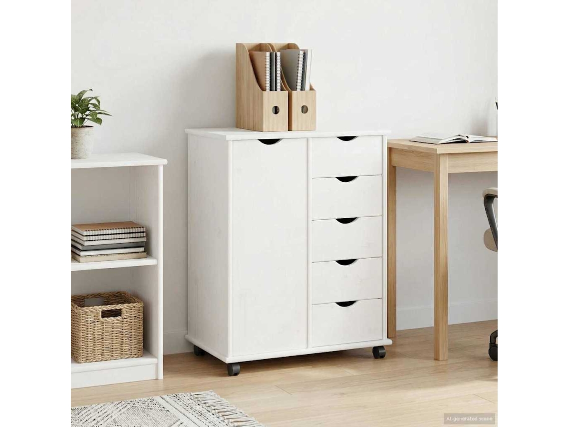 Vidaxl Armário Móvel 63,5 X 39 X 79 Cm Madeira De Pinho Sólido Branco