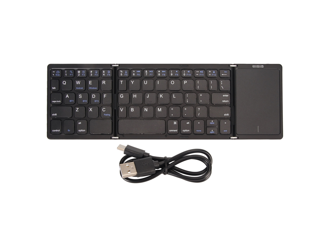 Teclado Sem Fio Dobrável Com Touchpad De 3 Dobras