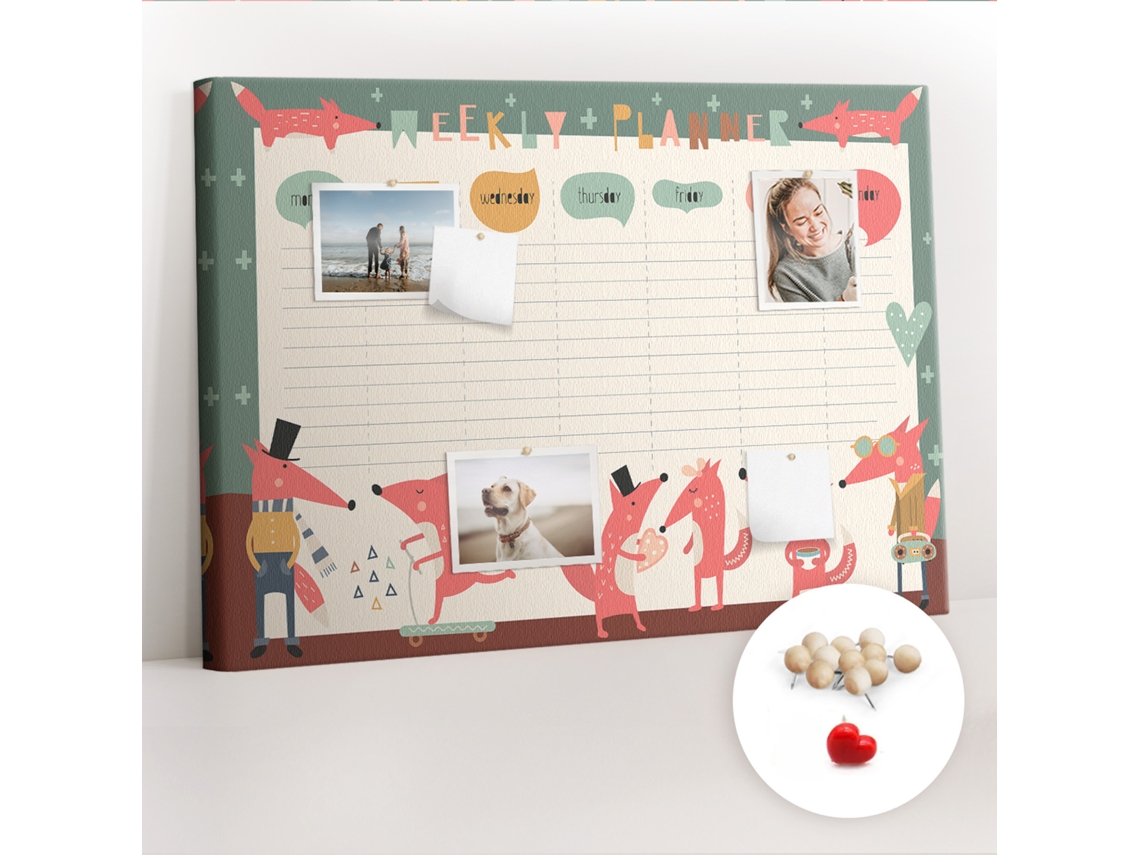 Painel De Cortiça Para Parede Planeador Semanal Infantil Para O Quarto Das Crianças Espelharte (100x70 Cm)