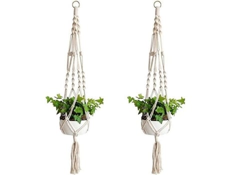 Conjunto De 2 Peças De Vaso De Flores, Cabide De Plantas, Corda, Cabide De Macramé, Decoração De Porta Fablcrew