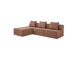 Sofá Modular 3+1+puff Convertível Tweed Terracota SKOFFA