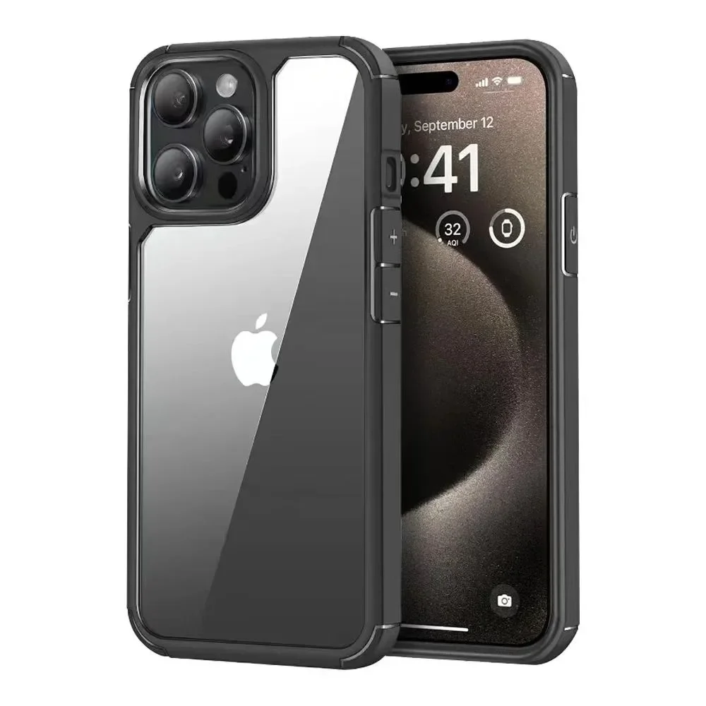 (iphone 7, Preto) Capa Transparente À Prova De Choque Para Iphone, Resistente E Durável, Com Parte Traseira Rígida.