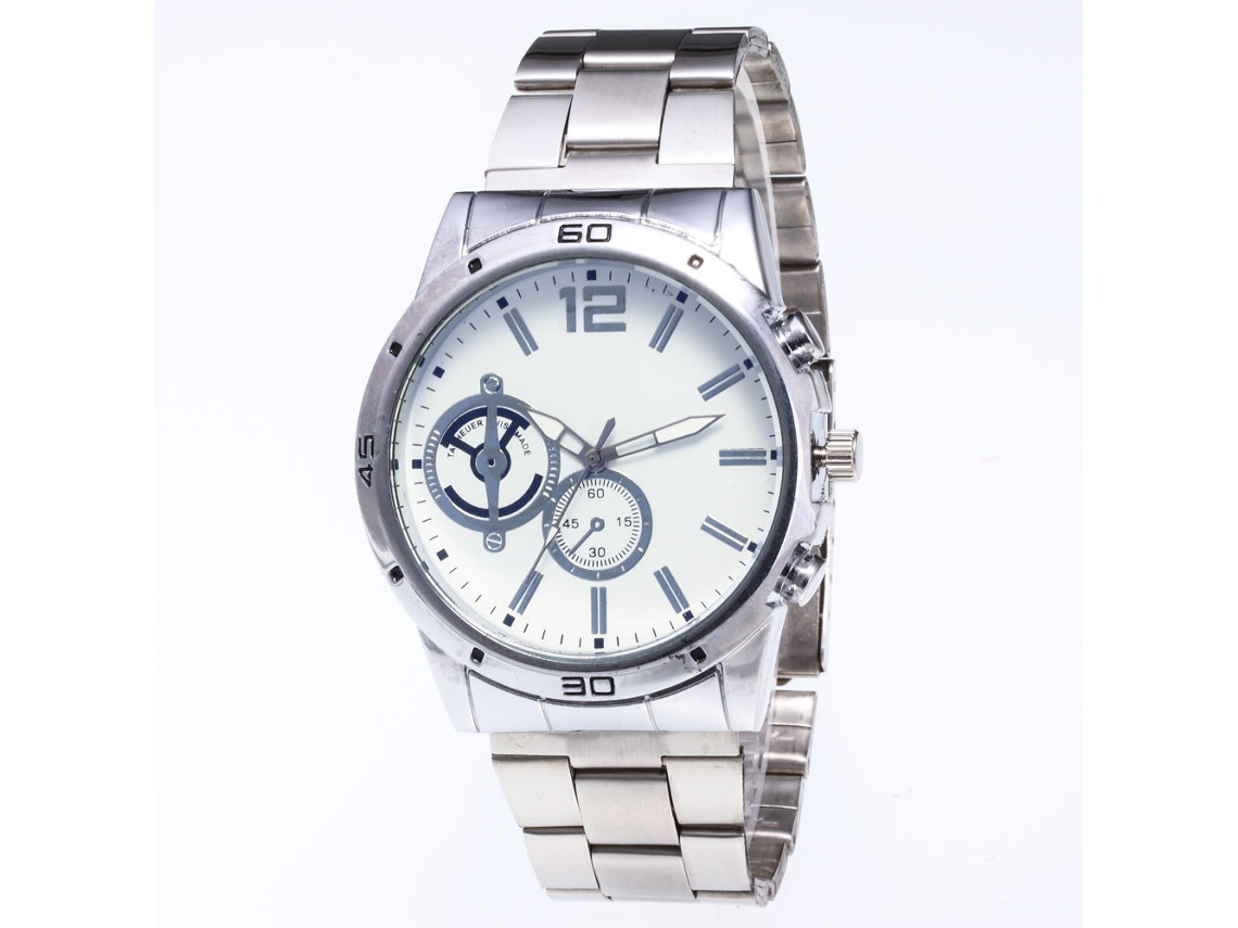 Reloj De Pulsera Analógico Con Movimiento De Cuarzo Acero Plata Y Blanco Para Negocios