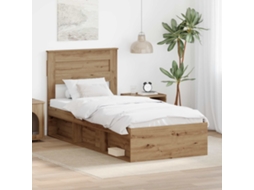 Vidaxl Estrutura Da Cama Com Cabeceira Carvalho Artesanal 100 X 200 Cm