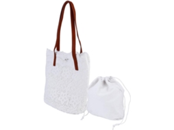 Bolsa Feminina De Algodão E Poliéster Com Bordado Delicado E Renda Elegante.