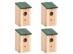 Vidaxl Casas Para Pássaros 4 Pcs Madeira 12x12x22 Cm