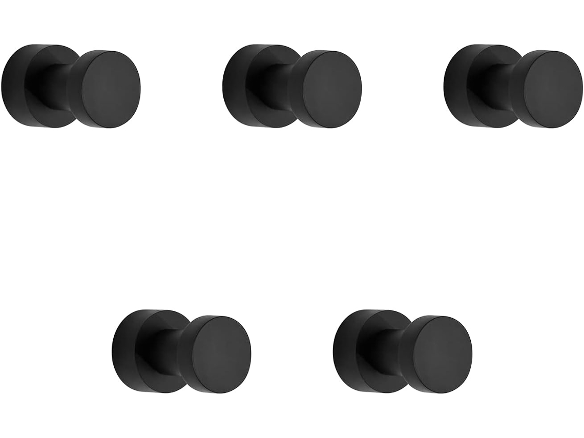 Ganchos de Toalha Cromados Pacote com 5 Cabides de Metal Inoxidável BRILVIBERA (preto Fosco)