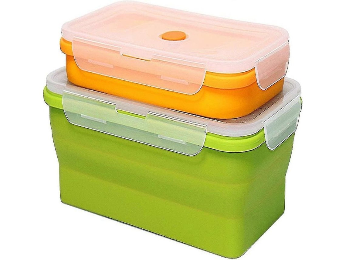 Conjunto de 2 Recipientes de Silicone Dobráveis para Armazenamento de Alimentos com Tampas, Nova Line