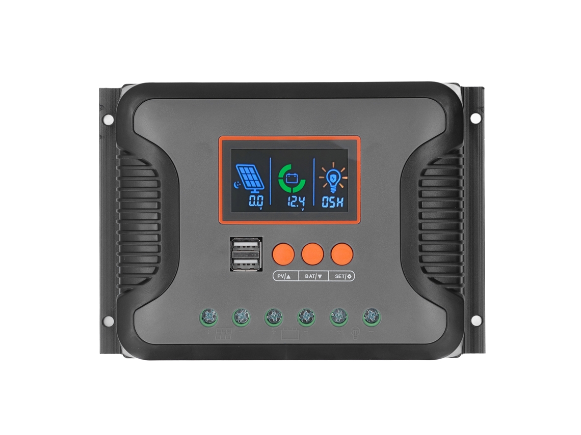 Controlador de Carga Solar PWM 60a 12v 24v 36v 48v com USB e LCD | S/MARCA