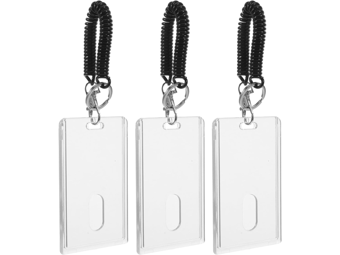 Conjunto De 3 Porta Crachás Em Acrílico Transparente Com Pulseira Espiral Uso Em Academias E Ambientes
