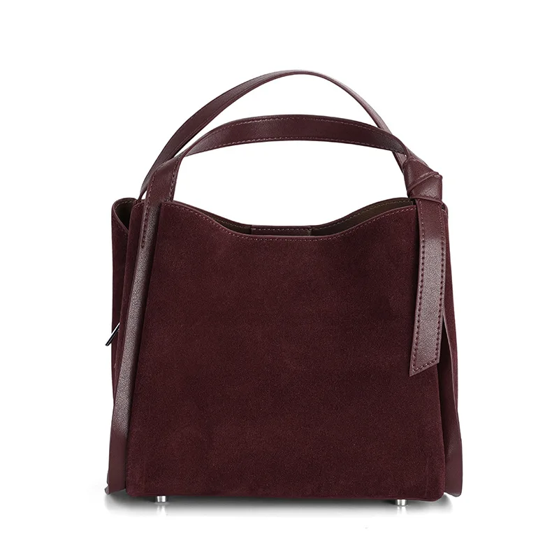 (1555-borgonha) Bolsa De Ombro Feminina De Camurça, Modelo Bucket, Lançamento 2026, De Luxo E Design Exclusivo.