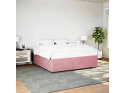 Estrutura De Cama 200x200 Cm Veludo Rosa