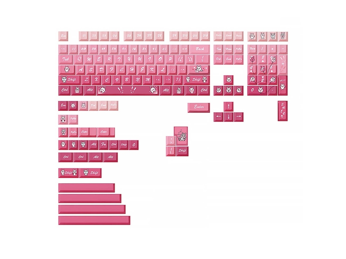 Lurelia Keycaps Profile Dye Sub Classic Pink Rabbit Pbt 148 Teclas Para Teclado Mecânico