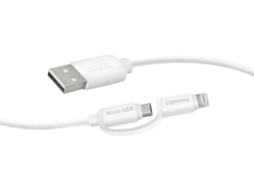 Cabo SBS 2 em 1 (USB - Micro-USB+Lightning - 1m - Branco)