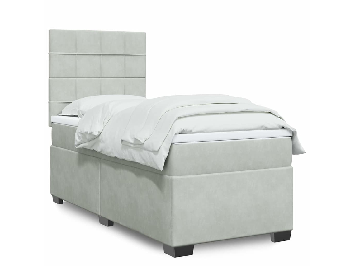 Vidaxl Cama Com Molas/colchão 100x200 Cm Veludo Cinza-claro