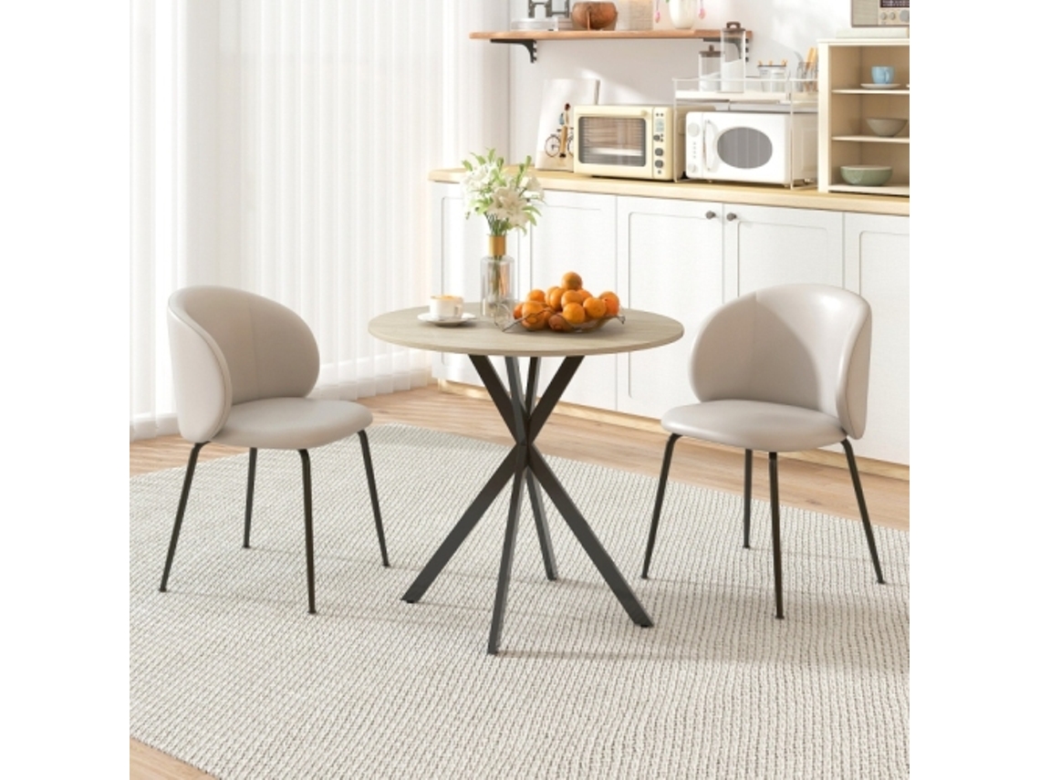 Mesa De Jantar Redonda Para 2 Pessoas Em Estilo Industrial Com Pés De Aço, Mesa Para Sala De Jantar Ou Cozinha, Carvalho Ø80 X 75 Cm Ehstmind