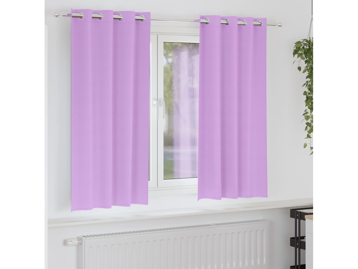 Vidaxl Cortinas Blackout Com Argolas 2 Pcs Roxo 175 X 140 Cm Poliéster