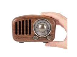 2026-rádio Portátil De Madeira Fm Com Alto-falante Bluetooth Retrô (madeira De Noz)