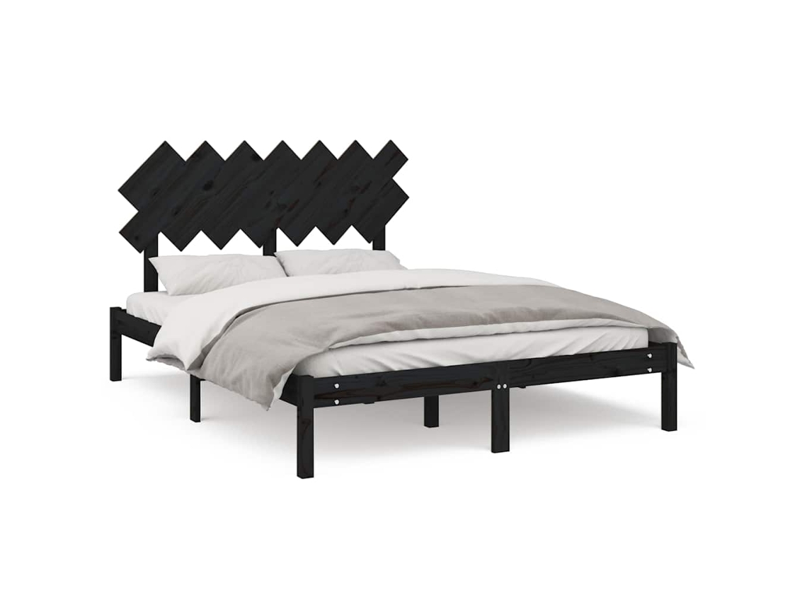 Bed Frame, Bed Frames Vidaxl Preto Madeira (140 X 190 Cm)