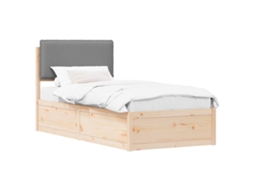 Estrutura de Cama com Cabeceira Estofada em Cinzento Claro MAISON EXCLUSIVE