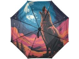 Guarda Chuva de Viagem Automático Screaming Moon Penguin Resistente Tecido | S/MARCA