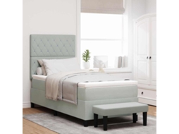Vidaxl Cama Box Com Cabeceira Cinzento-claro 190 X 90 Cm Veludo