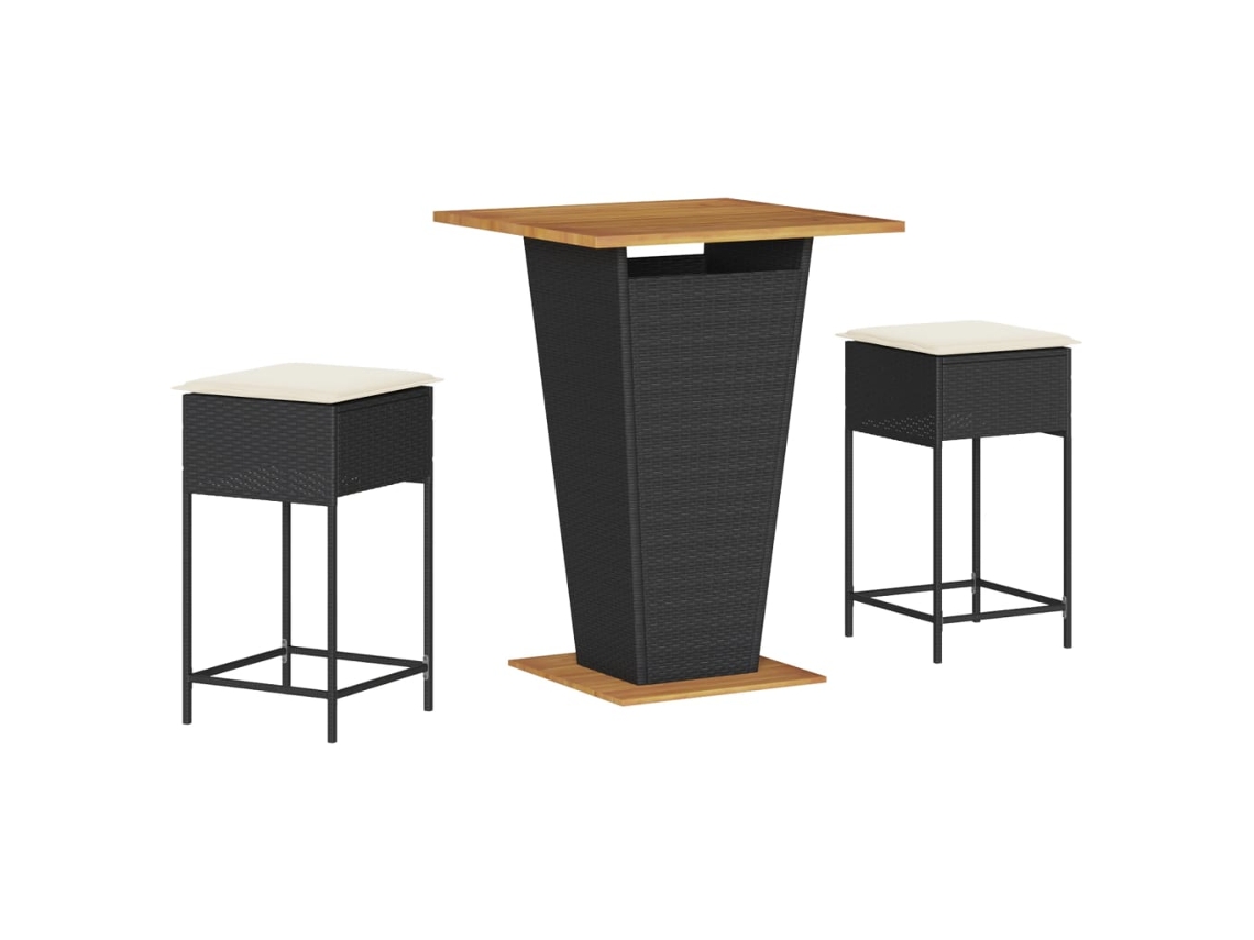 Garden Bar Set, Garden Bar Sets Vidaxl Preto Rattan / Vime (80 X 80 X 110 Cm)