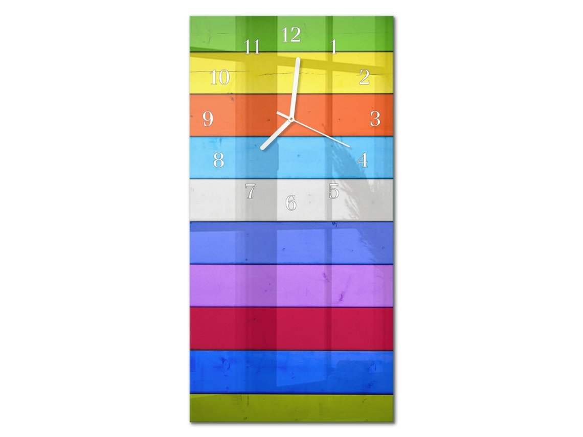 Relógio De Parede De Vidro Multicolor Espelharte (30x60 Cm)