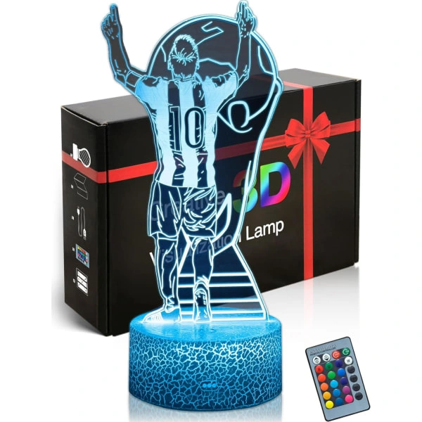 Luminária Noturna Infantil Wj Football, Iluminação Ambiente com Ilusão Óptica 3d, 16 Cores Led Reguláveis​​ com Controle Remoto BRILVIBERA