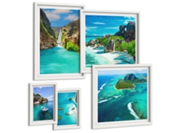 Composição De Quadros Na Parede Limoeiro-do-mar Com Vista Moldura Branca Quadros Para O Escritório Espelharte (conjunto De 5 Imagens)