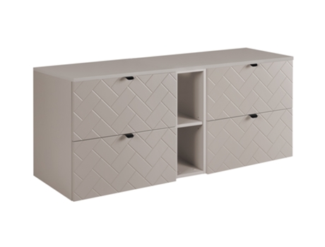Móvel De Banheiro, Caxemira Com Puxador Preto / Com Placa Superior, 140 X 57 X 46 Cm 3xe Living